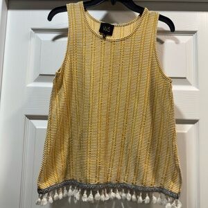 W5 Yellow Tank Top with Tassel Hem and Relaxed Fit
